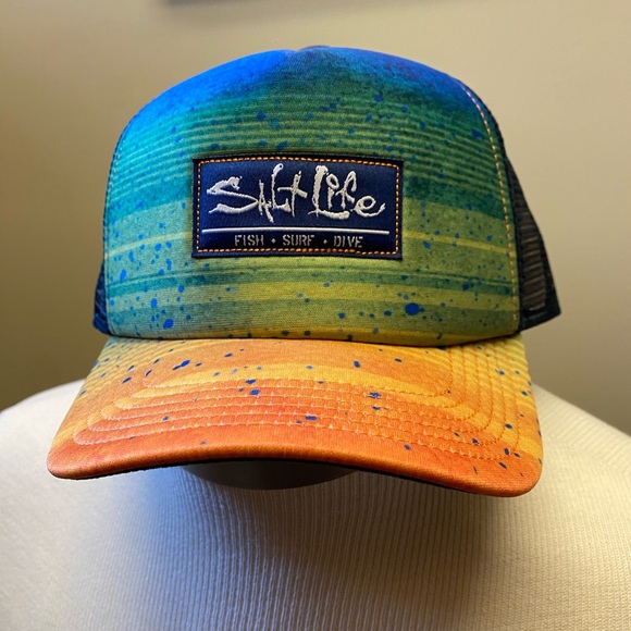 Casquette Salt Life Trucker - Mesh, Vert/blanc/jaune, Pêche, Unisexe Enfant